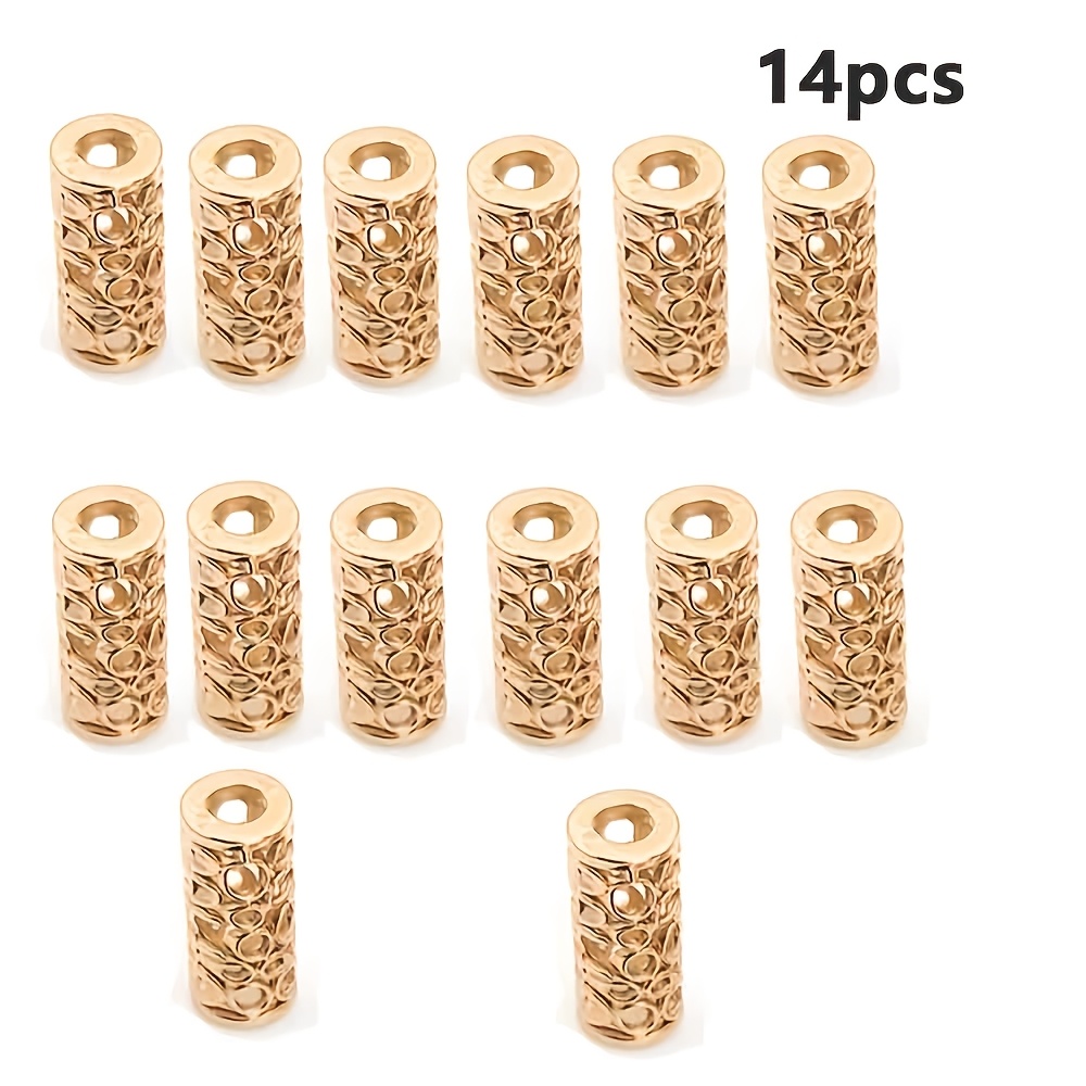 TEMU 14pcs Set Of Fashion Hollow Metal Bell Rope Buckles, Vintage Sweatshirt Down Jacket Pants Waist Drawstring Head Buckle, Trendy Pattern Tassel