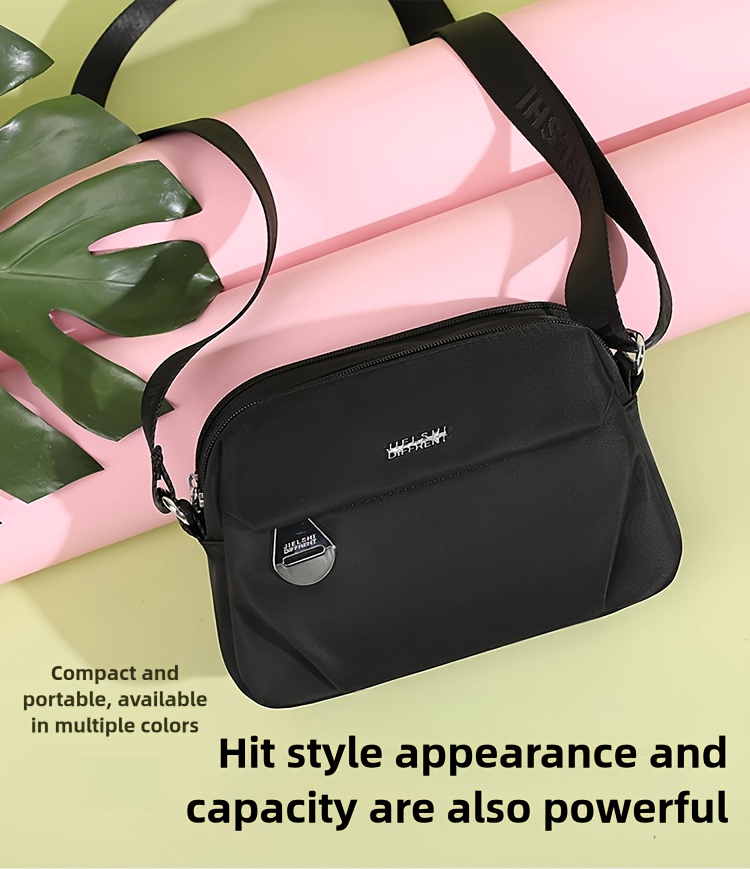 womens nylon crossbody bag with zipper closure minimalist oxford cloth small shoulder purse suitable for Product details 1