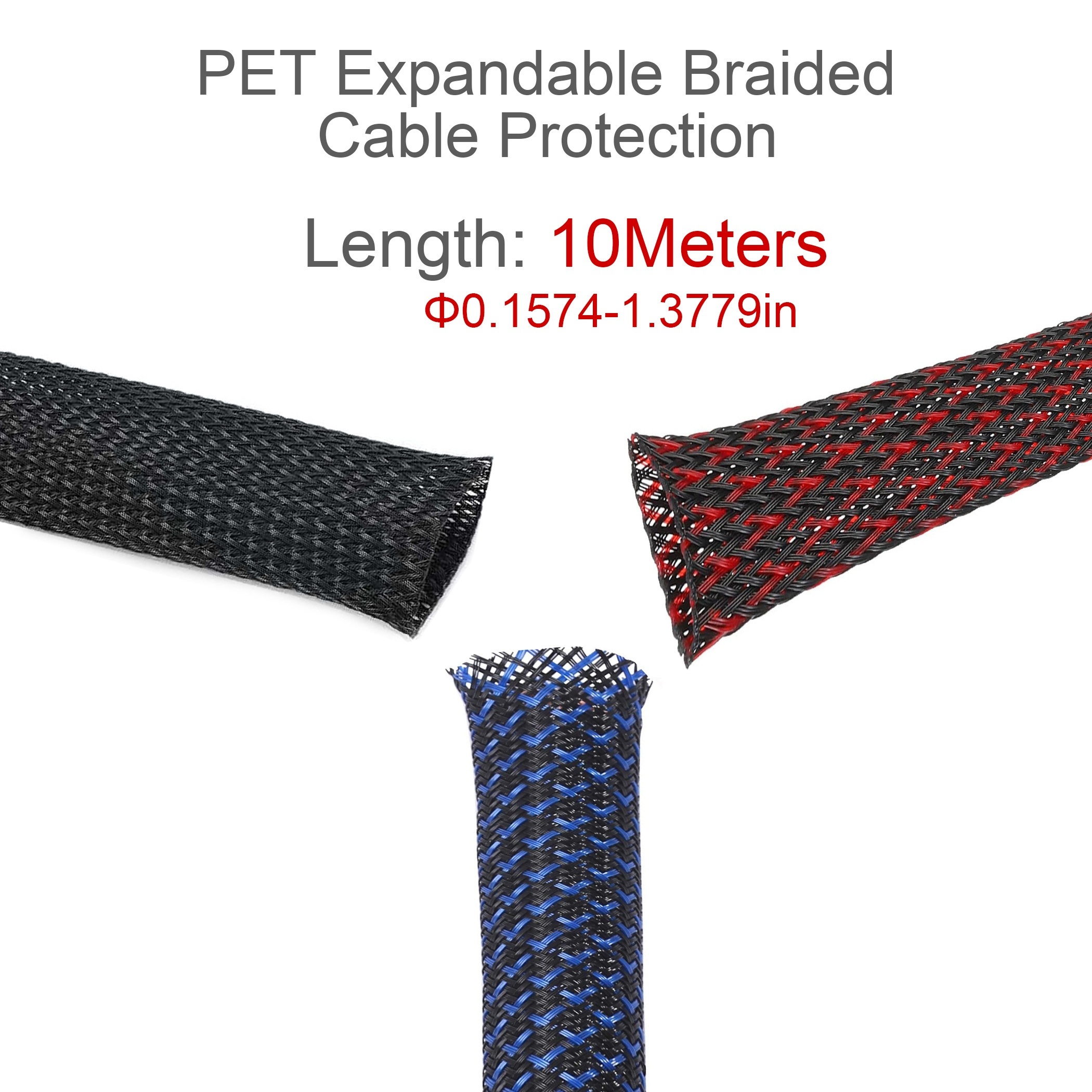 

10 Meters Insulated Pet Braided Cable Sleeve - Industrial Tubing For Automotive, Computer, Audio, Video, And Cables