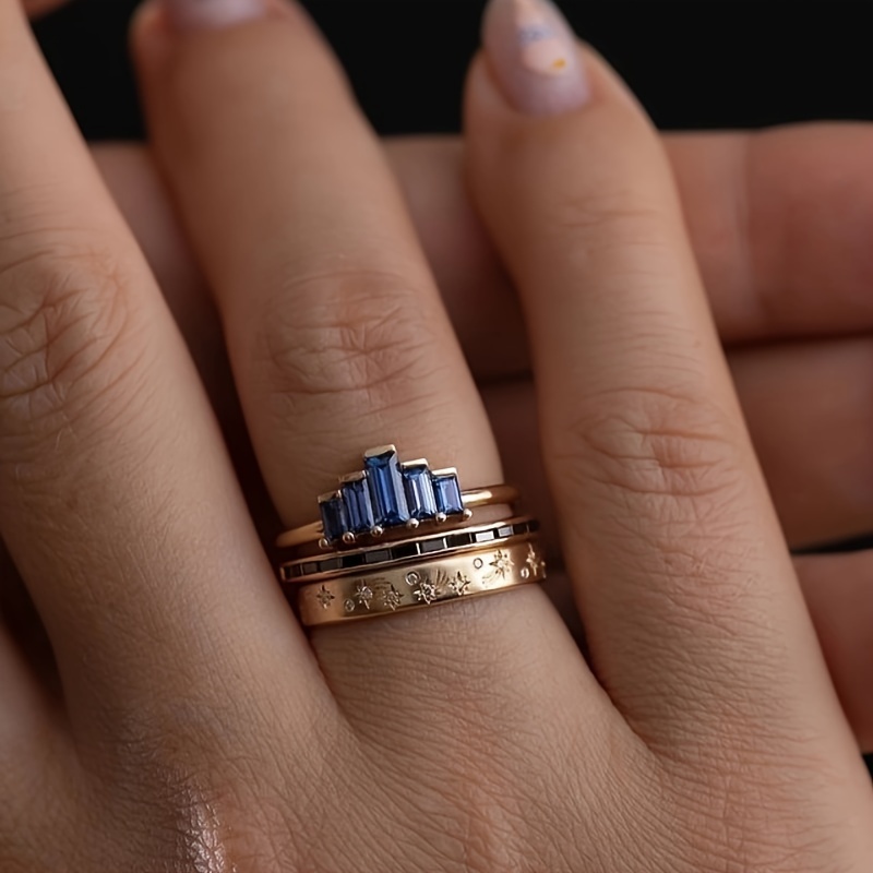 TEMU 3pcs/set And Fashionable Women's Ring Sets, Suitable For Daily Jewelry Women And Girls, Valentine's Day, Christmas, And New Year Gifts