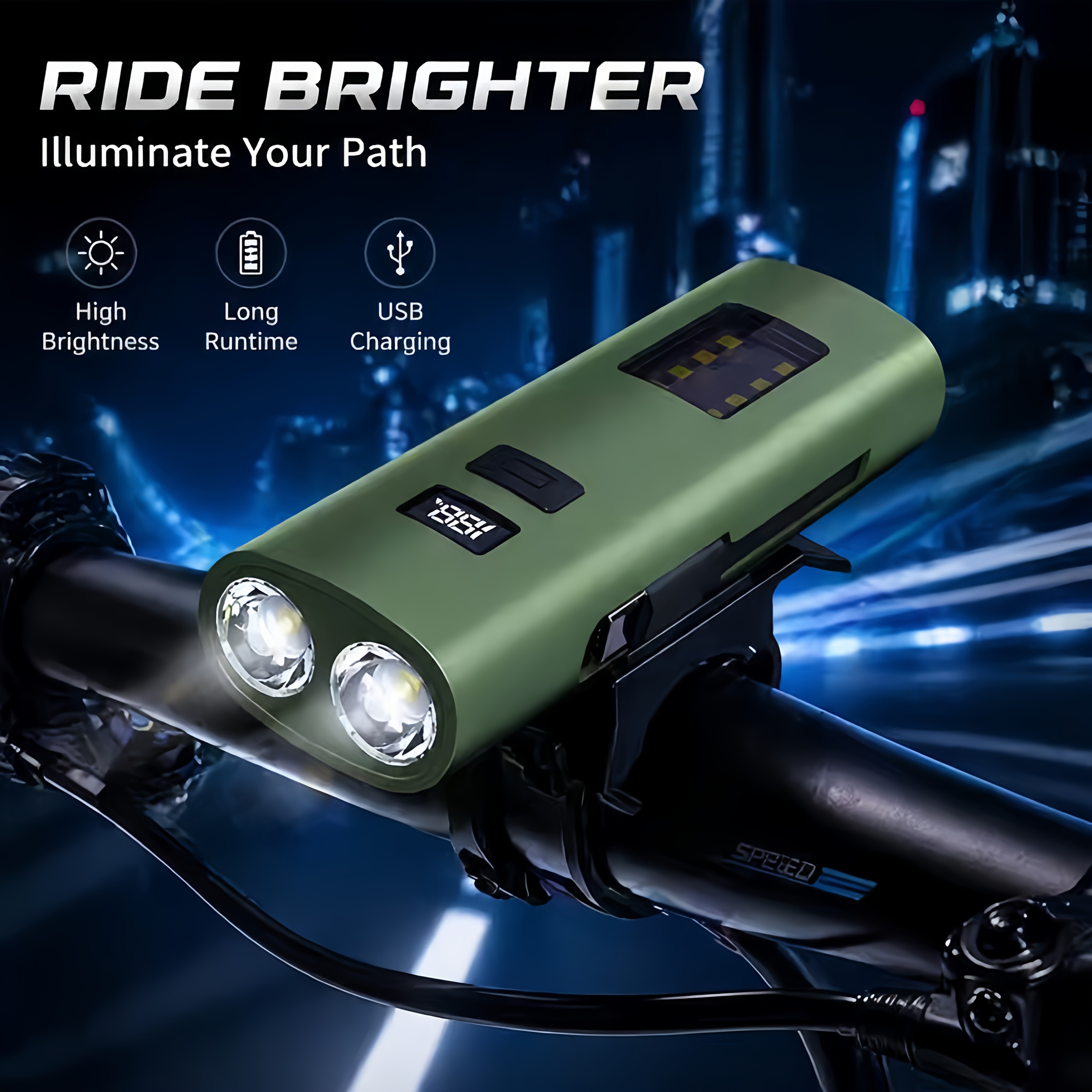 TEMU For Bicycle Night Riding Light, Portable Mini Flashlight, High- Brightness, Display, Type-c Rechargeable. High And Ultra-long . Suitable For