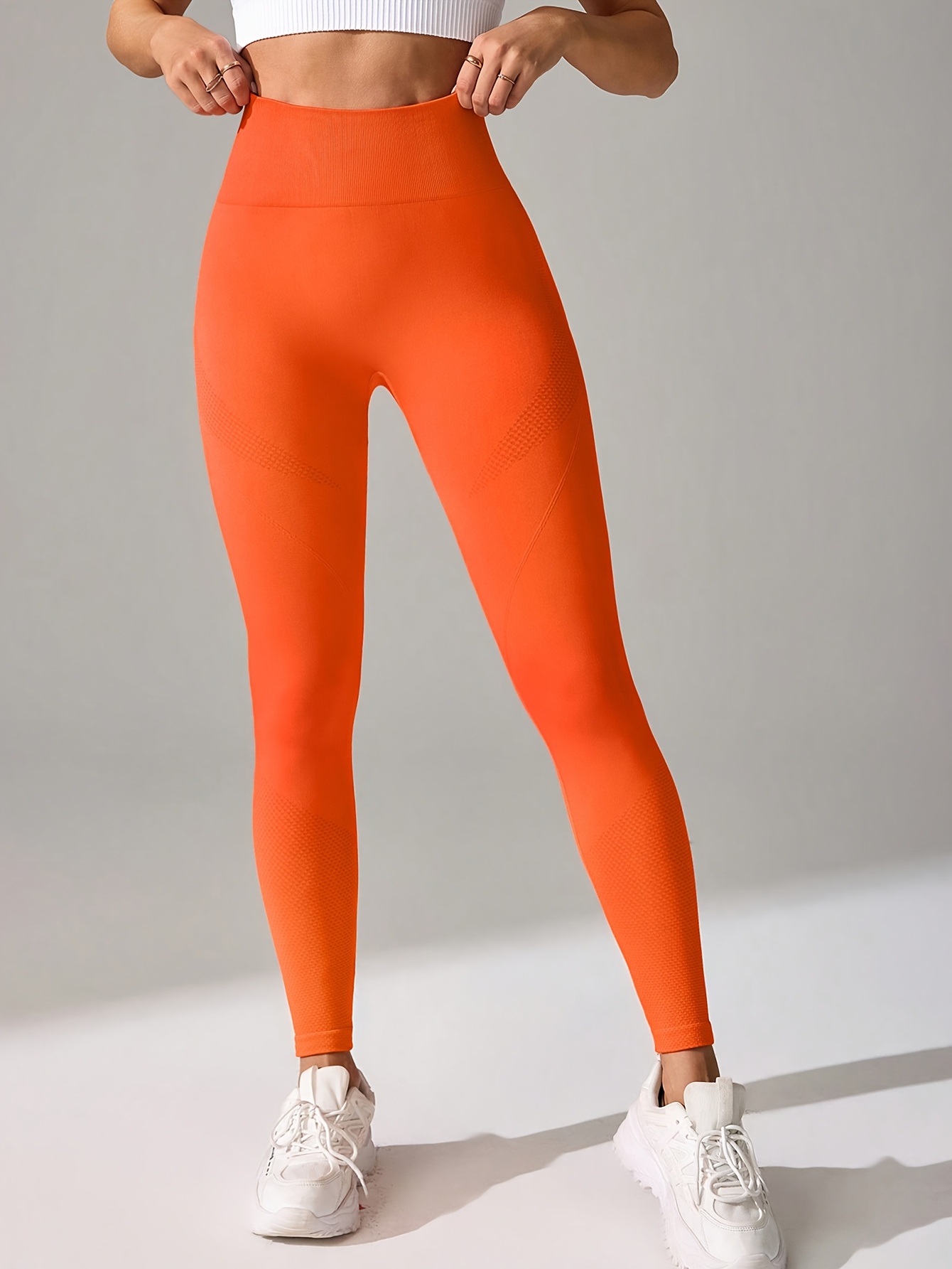 여성용 하이웨이스트 심리스 복부 제어 요가 바지 단색 운동 레깅스 롱 기장 모든 계절에 적합 원단 재질 허리 - Temu  Republic of Korea, image size:800x1066