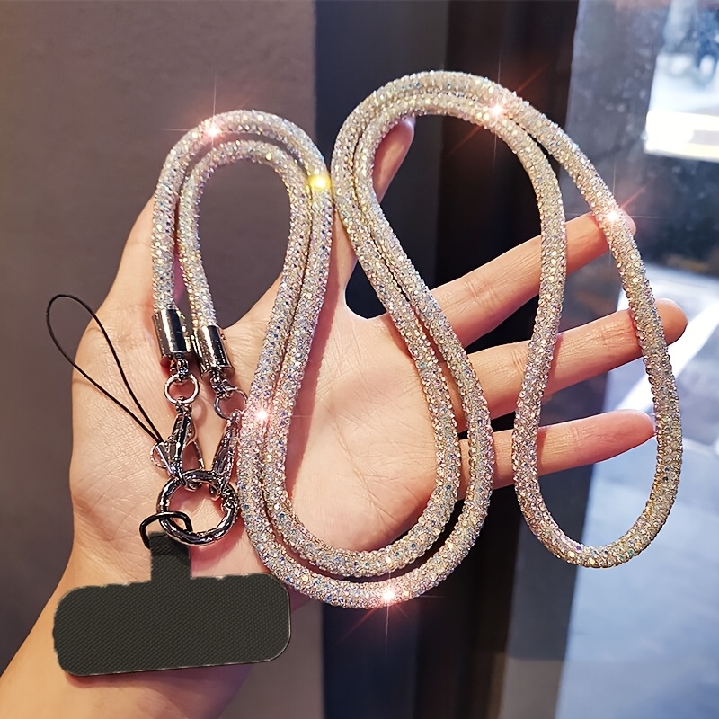 TEMU Summer Cool Rhinestone Phone Lanyard Long Crossbody Style, Ins- Light Luxury Phone Lanyard Outdoor Case Anti-loss 's Phone Lanyard, Perfect Gift