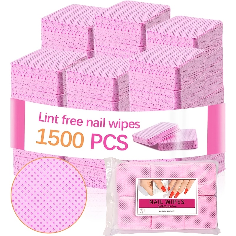TEMU 1500pcs Velvet- Cleansing Pads, Pink Velvet- Polish Remover Pads, Suitable For Gel Nails, Velvet- Polish Remover Sheets, Lash Extension Glue