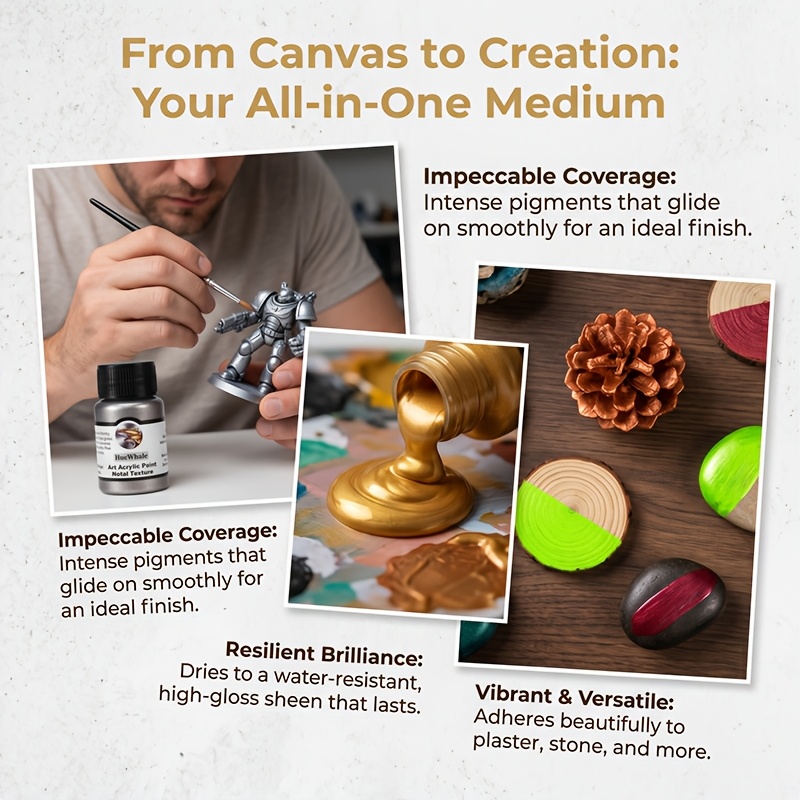 30Ml Metal Acrylic Paint Set - Retro Style