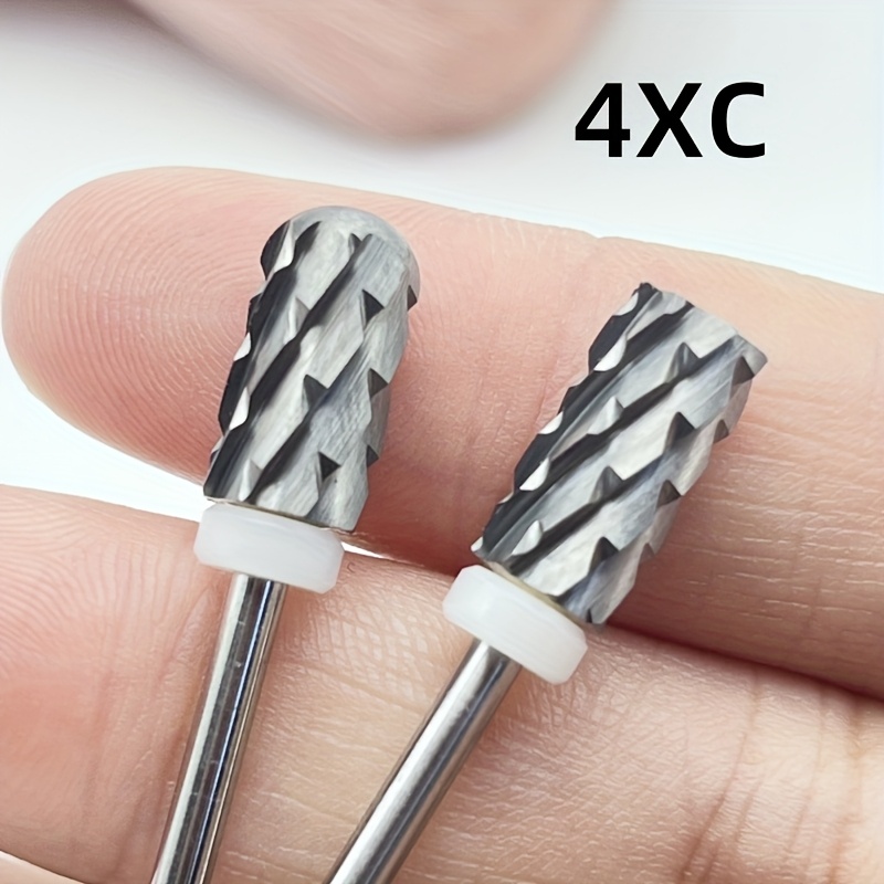 

4xc Carbide Nail Drill Bit Set, Steel Manicure Pedicure Burr, & Large Barrel, Unscented Nail File Accessories For Professional Nail Care Tools