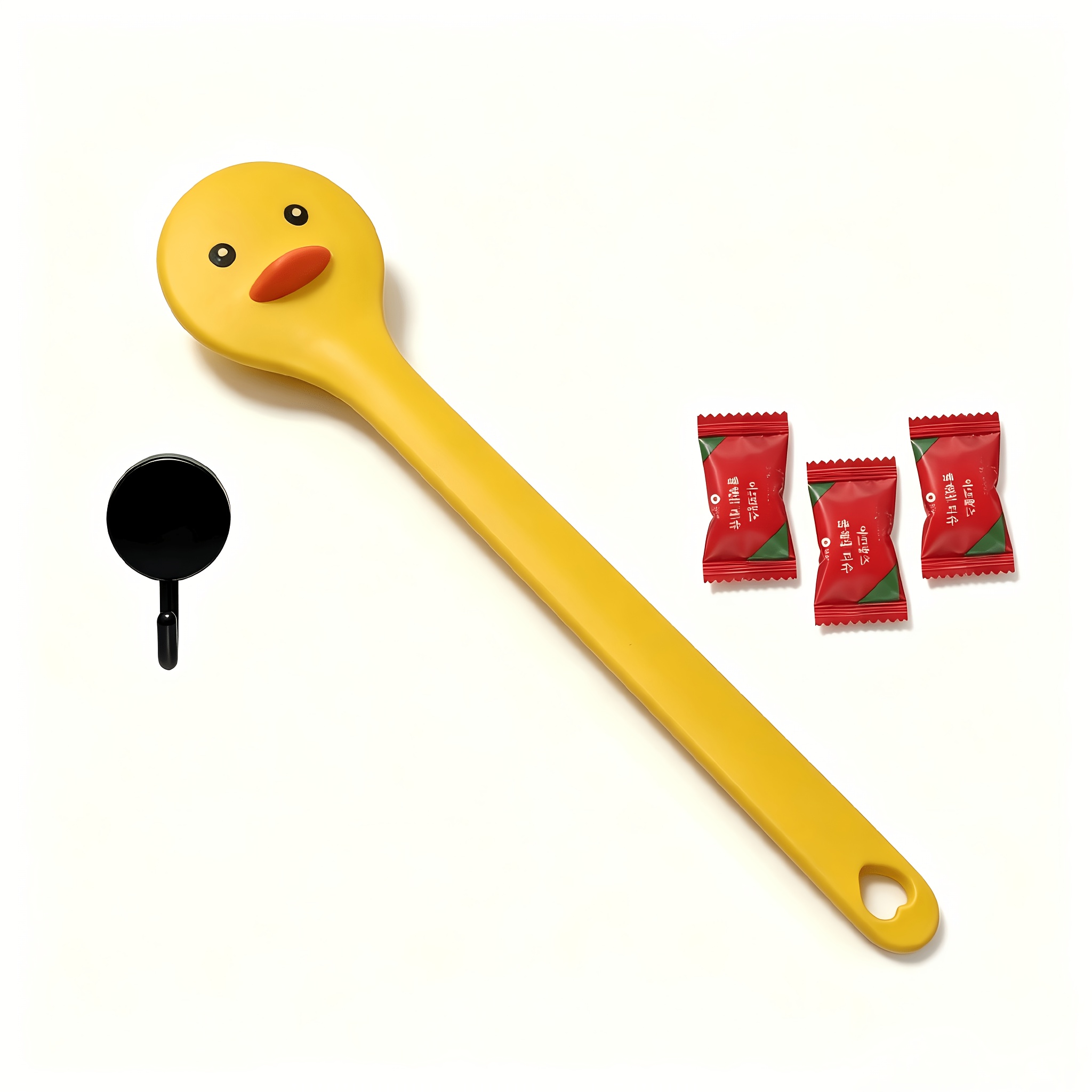 TEMU A Household Little Yellow Duck Long-handled Soft-bristle Bath Brush With Hook, Ergonomically Designed For Easy Reach, Durable Plastic