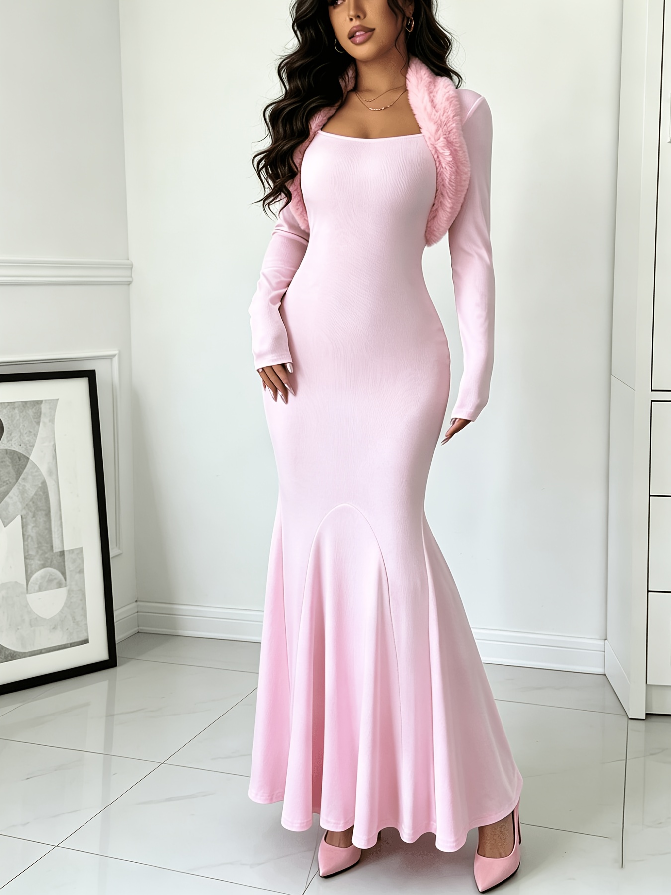 double pleats long dress Double Time Pleat Dress