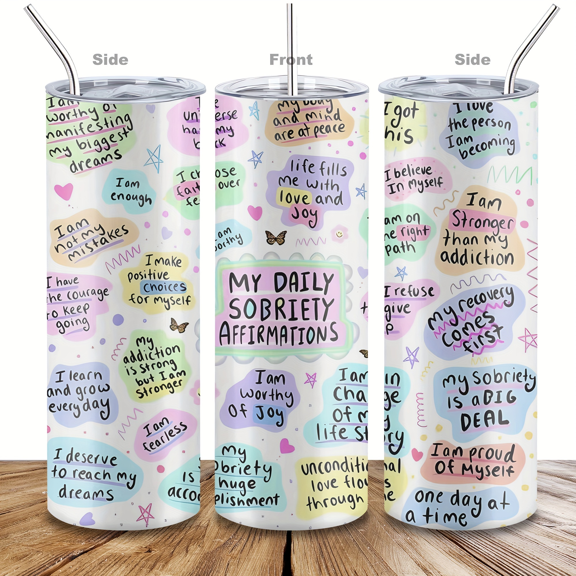 

1pc, 30oz Tumbler With Lid, Sobriety Inspirational Quotes Stainless Steel Water Bottle, Vacuum Insulated Water Cups, Summer Winter Drinkware, Outdoor Travel Accessories, Birthday Gift