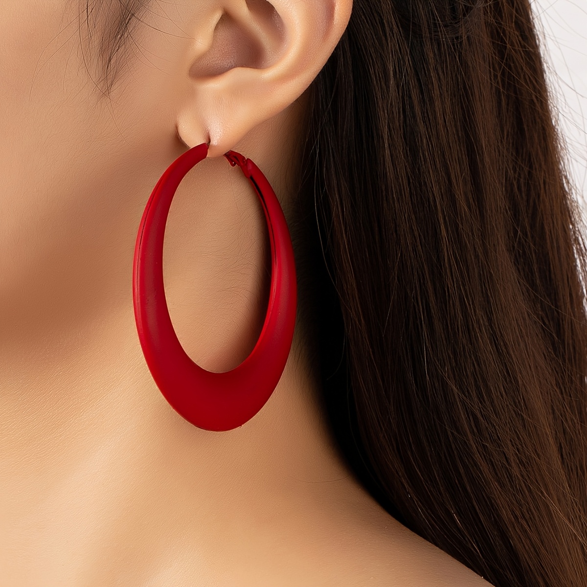 Image of 2pcs Bohemian Hoop Large Size Earrings, Western Women' Casual Outfit