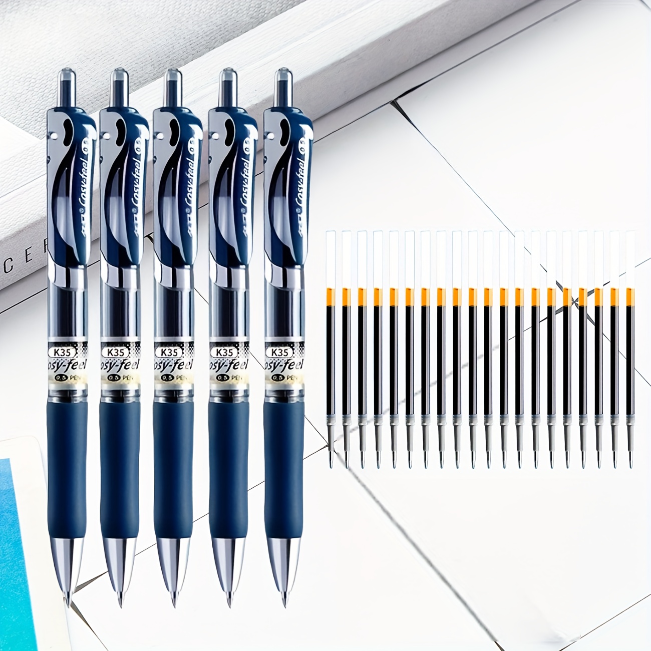 E-shop 25 Stück Blaue Gelstifte für Ärzte Krankenschwestern - 0,5 mm Schnelltrocknende, Weiche Gelstifte mit Ergonomischem Griff, Ideal für Rezepte
