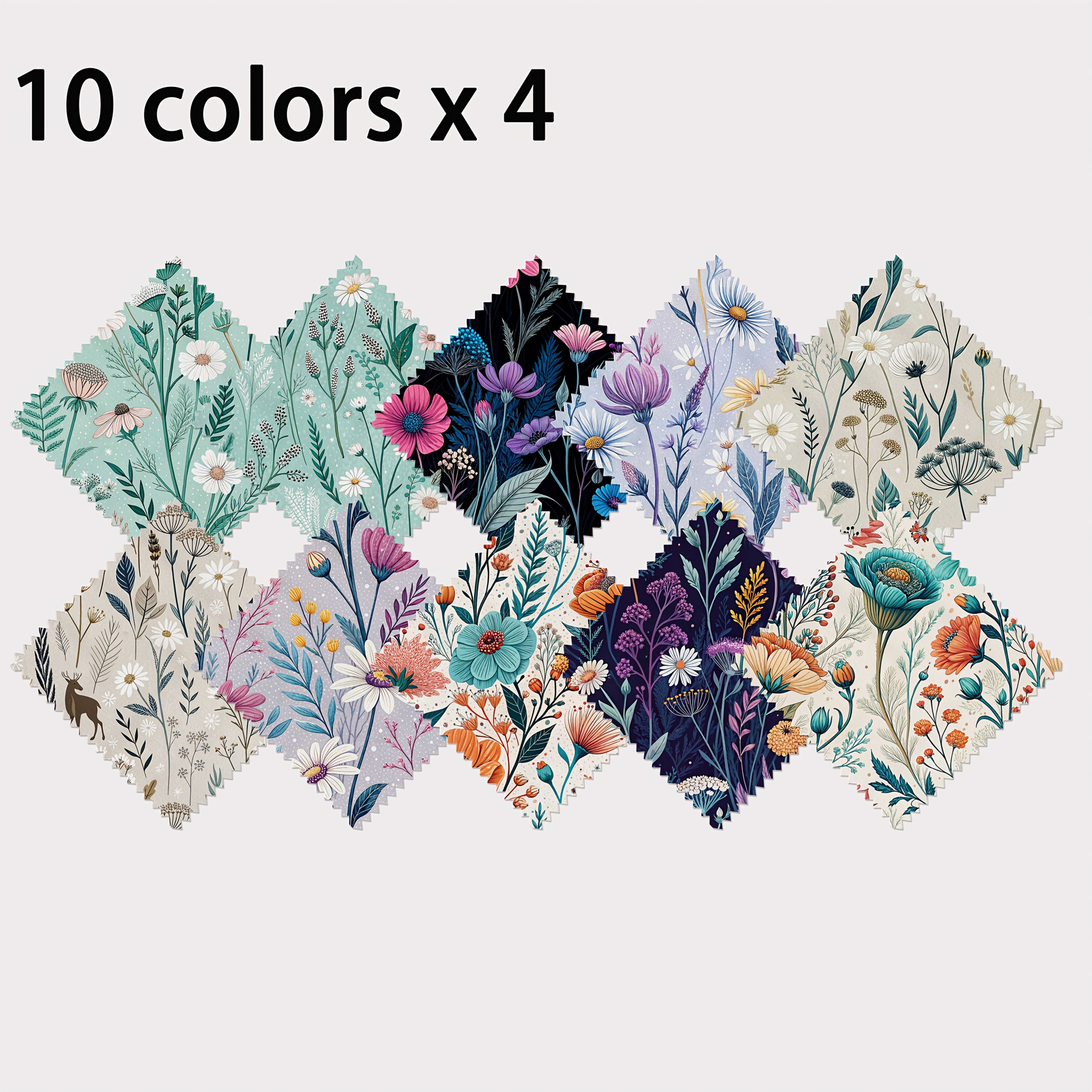 TEMU Lot de 40 breloques avec 10 floraux champêtres - Patchwork américain adapté au bricolage, au matelassage, à de sacs et de portefeuilles - Patchs