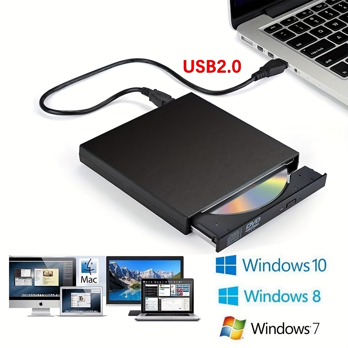 high speed   3 0 cd dvd player reader recorder and burner for laptop and computer plug and play compatible with windows and  