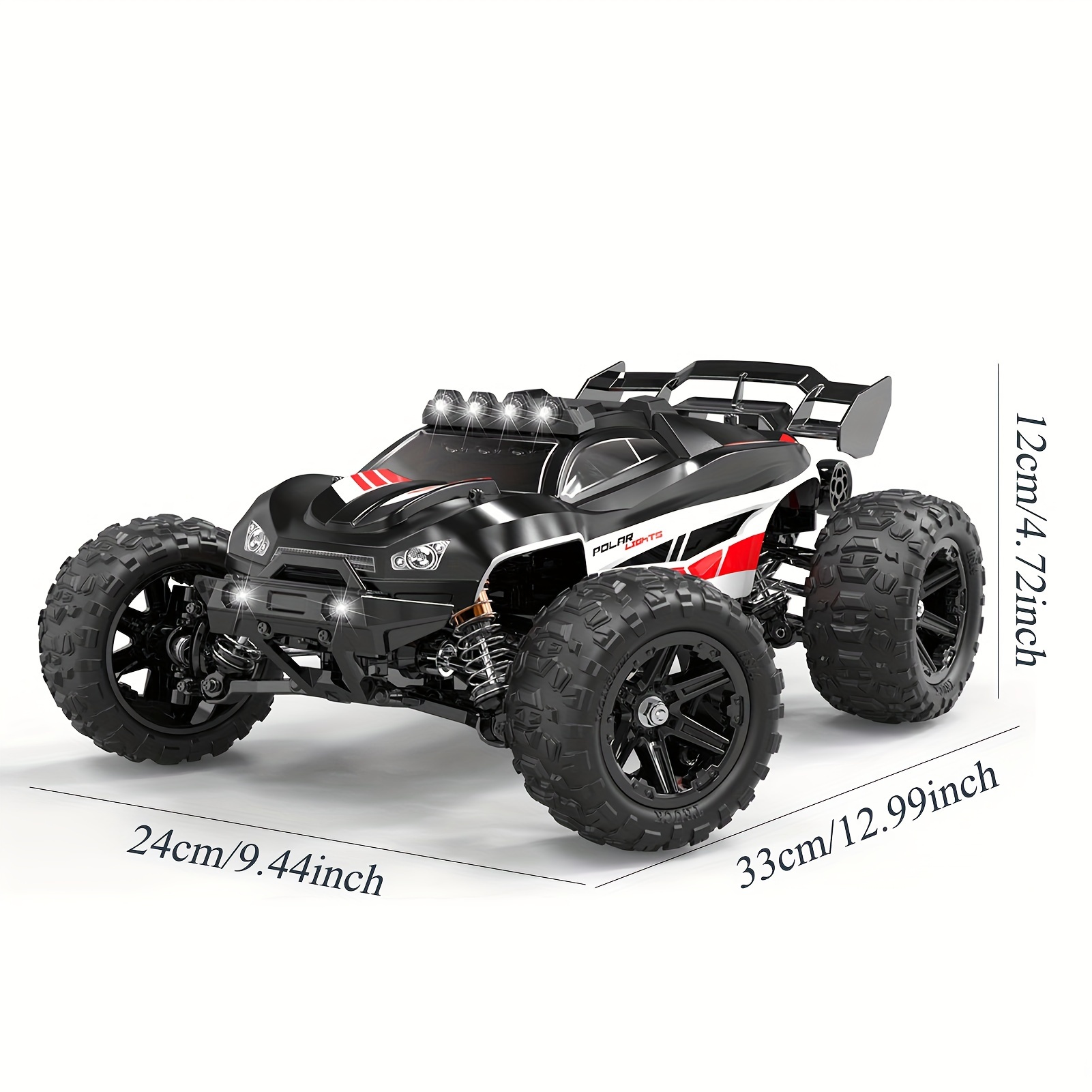 Flypear 1: 14 Full Scale Brushless 4WD RC Car With Head-up Wheel, All Terrain Off Road Vehicle With Extra PVC Car Shell, 52KM/H High Speed Racing Drifting Climbing Truck, LED Lights, Damping System, Large Amplitude/Torque Steering Gear, Birthday Easter Halloween Christmas Gifts