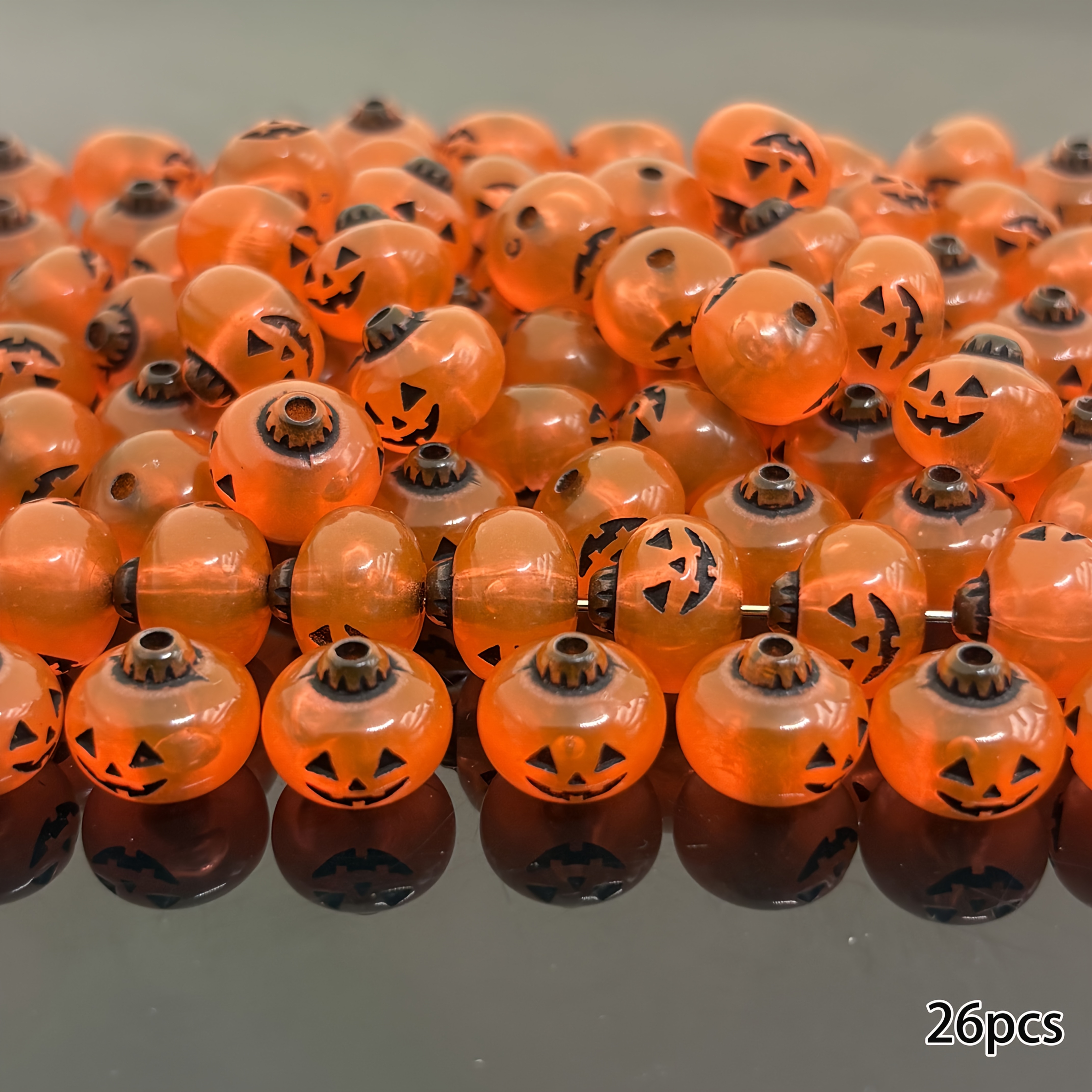 TEMU 26pcs 9.5mm Pumpkin Decorative Beads For Halloween - Jewelry Materials For Bracelets, Necklaces, And Additions - Art Supplies, Craft And Sewing
