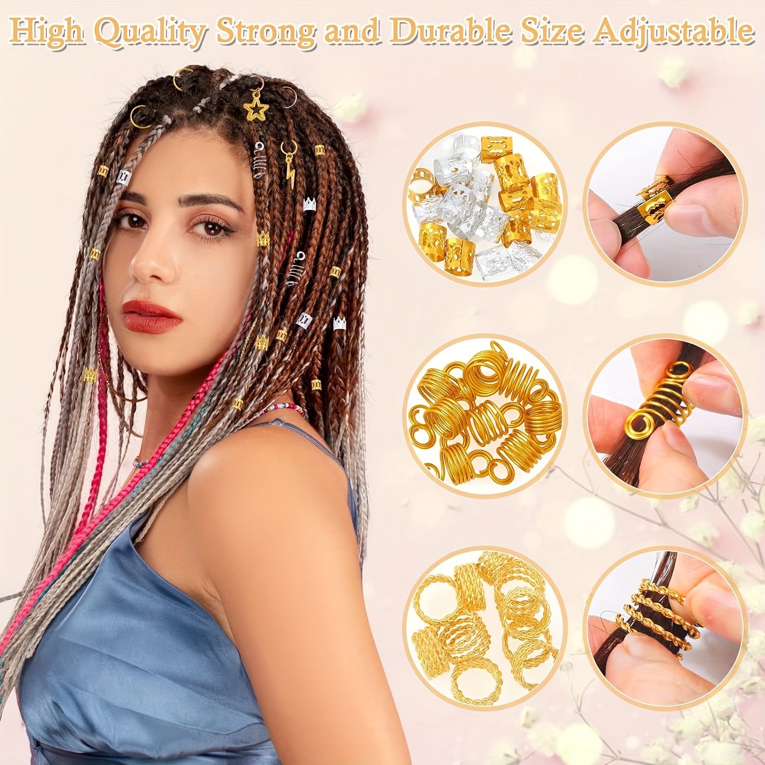Gold Loc Jewelry Hair Accessories Lucomb 220-Piece Gold Hair