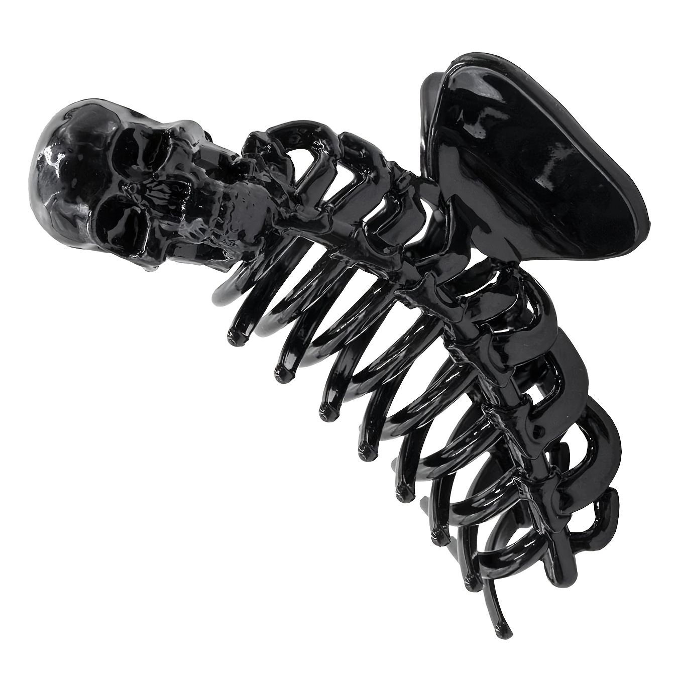 TEMU Halloween Black Skeleton Hair Claw, Gothic Style Horror Element Hair Accessory, Lightweight Plastic Material With A Weightless Feel, Updo-fixing