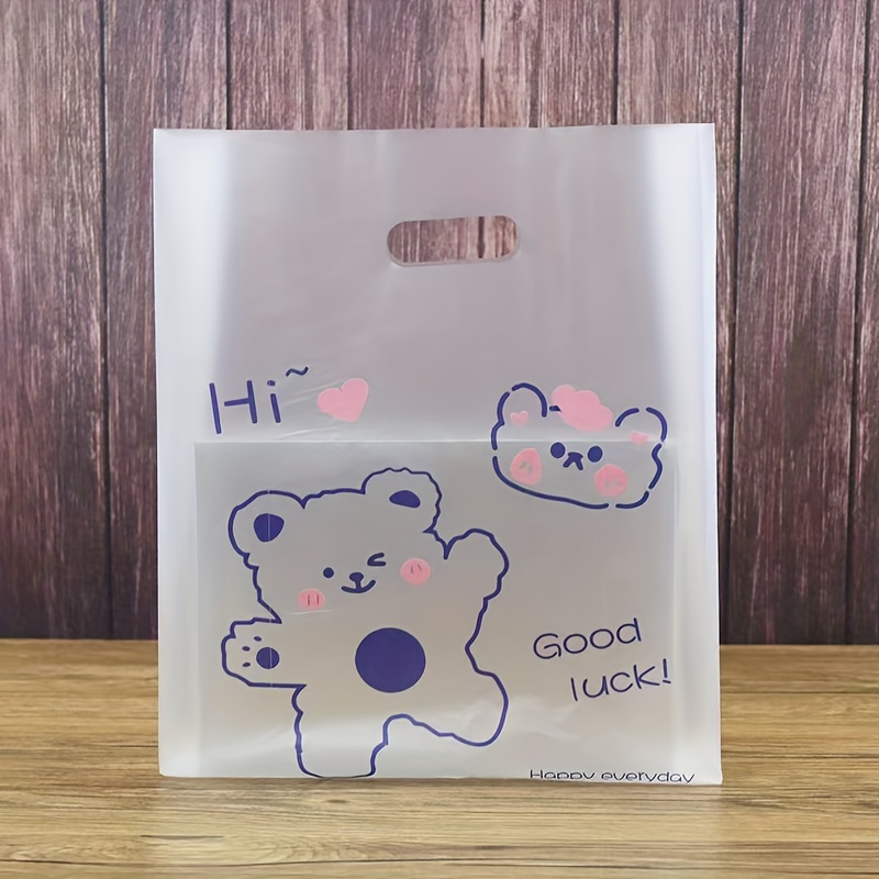 

50-piece Cute Little Bear Cartoon Gift Bags - Transparent, Perfect For Birthday Parties, Christmas & New Year Presents, Wedding Favors, And Fruit Delivery