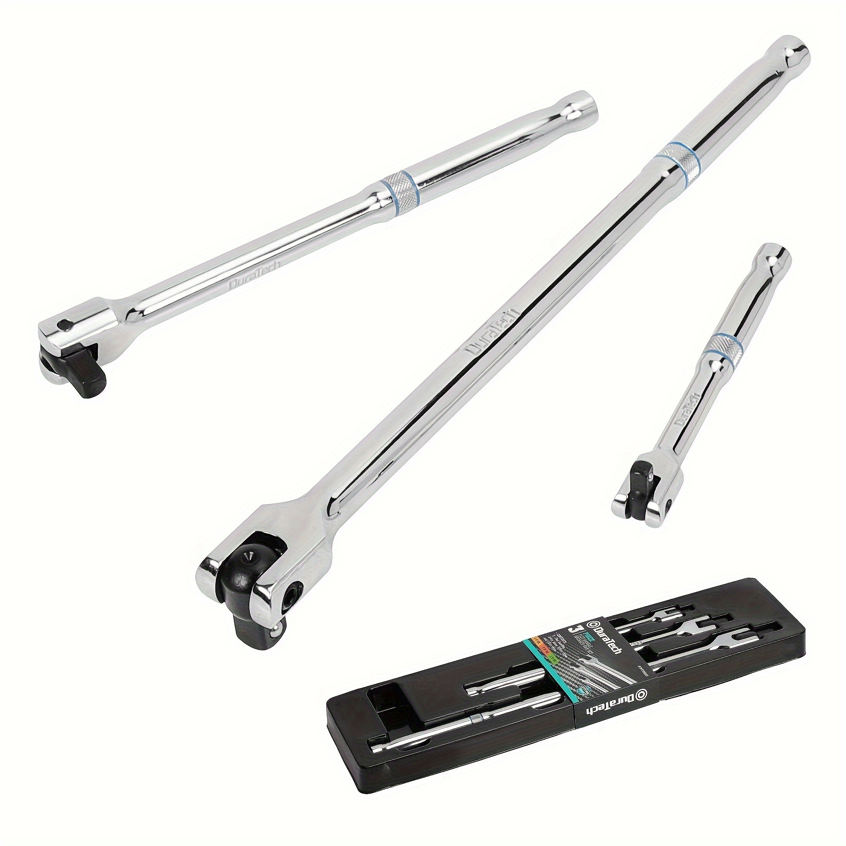 

Duratech 3-piece Breaker Bar Set With 180° Rotatable Head, 6"-15" Lengths, Premium Chrome Alloy