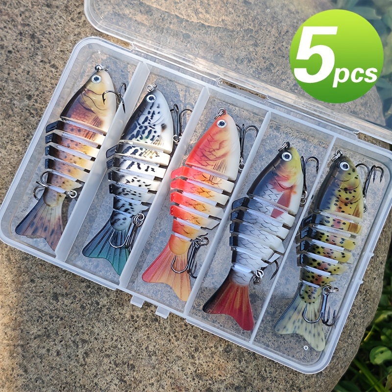 5pcs Lure Baits Artificial Baits, Multi-Section Fish Lure Baits 3D Printed  Lure Plastic Baits Artificial Fish Baits Set