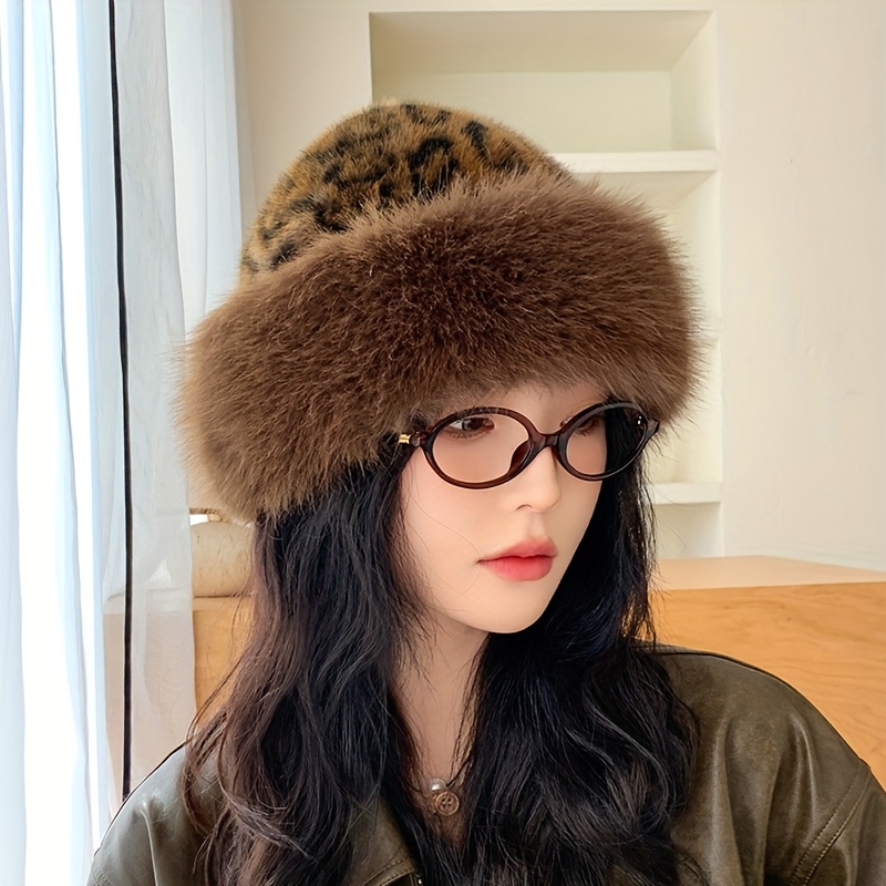 Bonnet D'hiver Femme En Fausse Fourrure - Imprimé Léopard, Doux Et Chaud, Taille Ajustable 56-58 Cm - 8