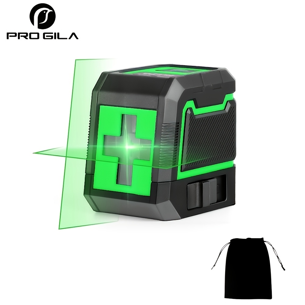 Pro Gila Green Cross Line Laser Level, Horizontal And Vertical Laser Level Tool, Compact Wall Laser Level Kit With Carrying Bag For Picture Hanging, Construction, Home Renovation, Diy And Carpentry