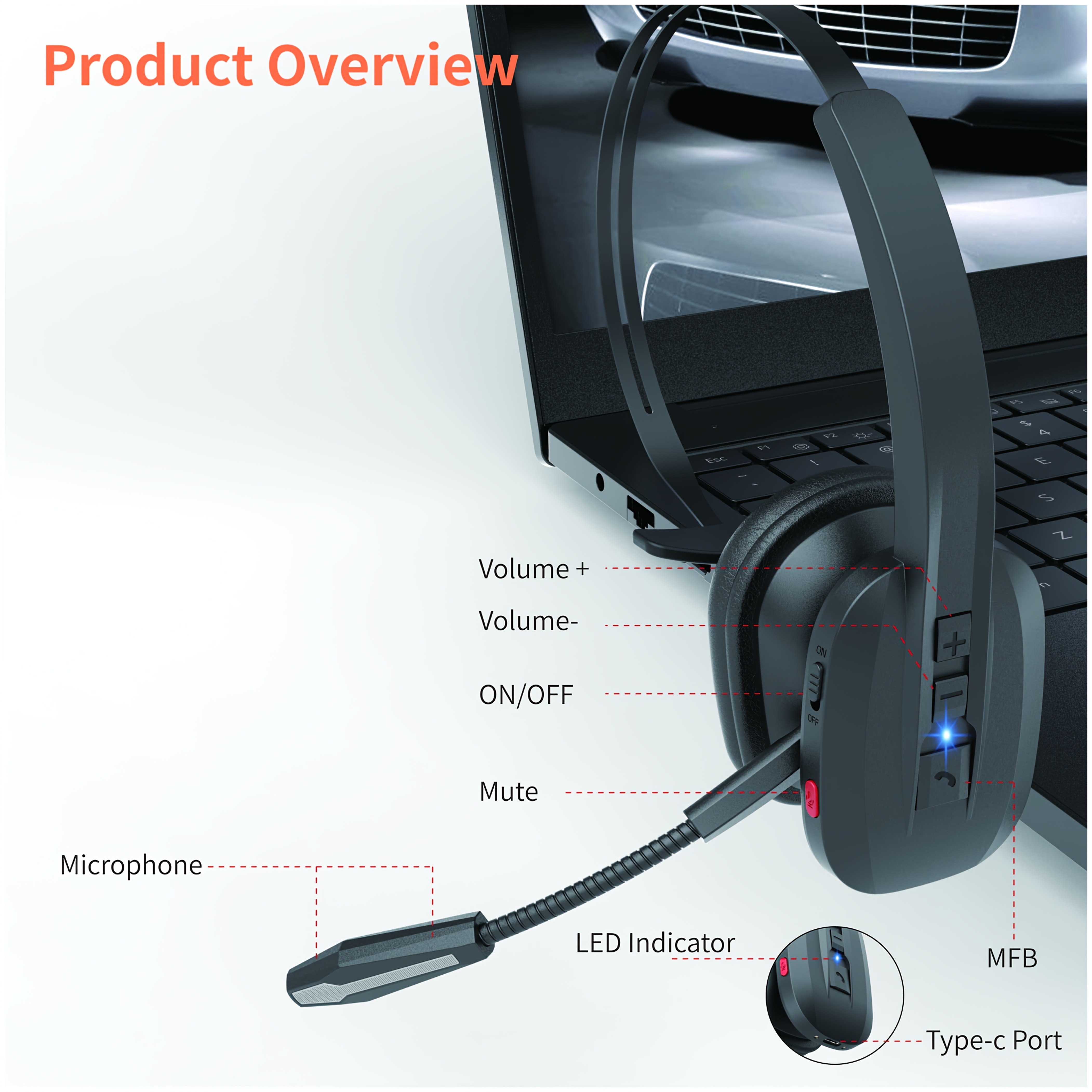 TEMU Wireless Bluetooth Earbuds, Wireless Headphones With Noise-canceling Microphones And A Mute Button, Truck Driver Headphones, Suitable For Use,