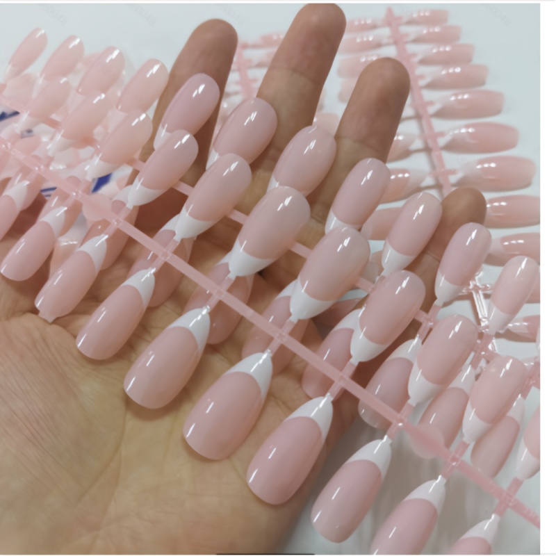 E-shop 120 Stk./Beutel Puder Weiß Mandel Nagelkunst, (5 X 24) Stk. Französische Mandel Nagelpatch Set, Puder Weiß Nagel Tablettierung Mandel,