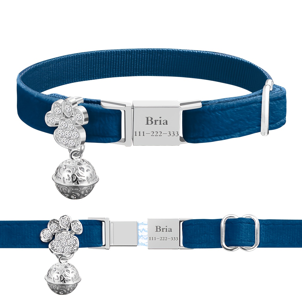 TEMU [custom]new Personalized Detachable Cat Collar - Magnetic , Vintage Bell - Safe Quick Release, Designed For Girl And Boy Cats - Velvet