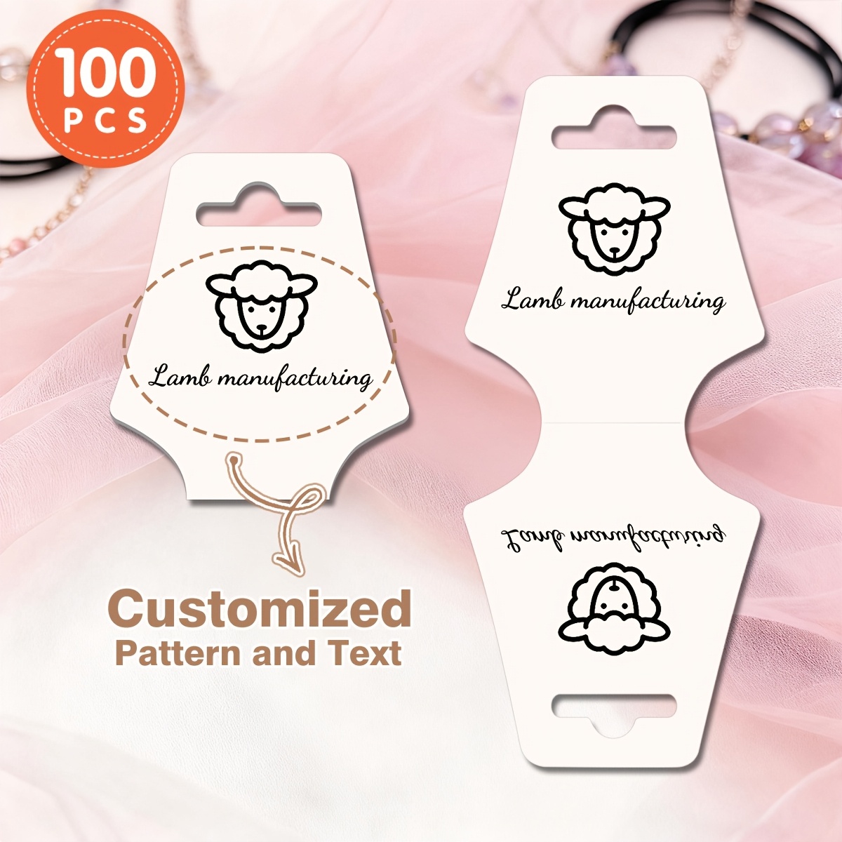 TEMU 25/50/100pcs Bulk Jewelry Display Cards With Text/logo - Foldable Hanging Necklace & Accessory Showcases, White/brown Sturdy Board For Diy
