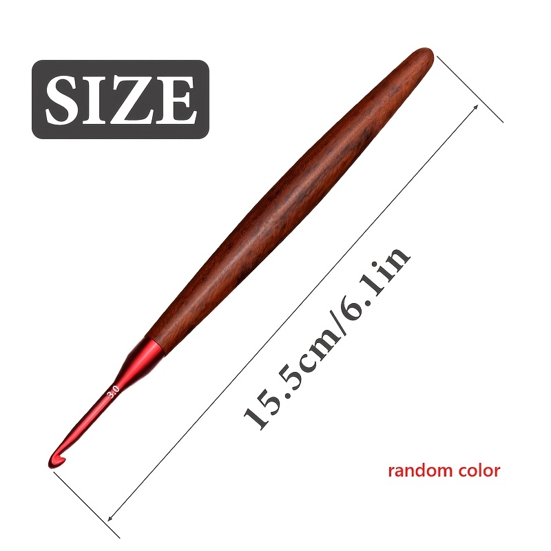 Image of 1pc Crochet Hook, In 3mm-7mm, Colored Aluminum Crochet Hook With Wooden Handle Crochet Needle For Crocheting Yarn