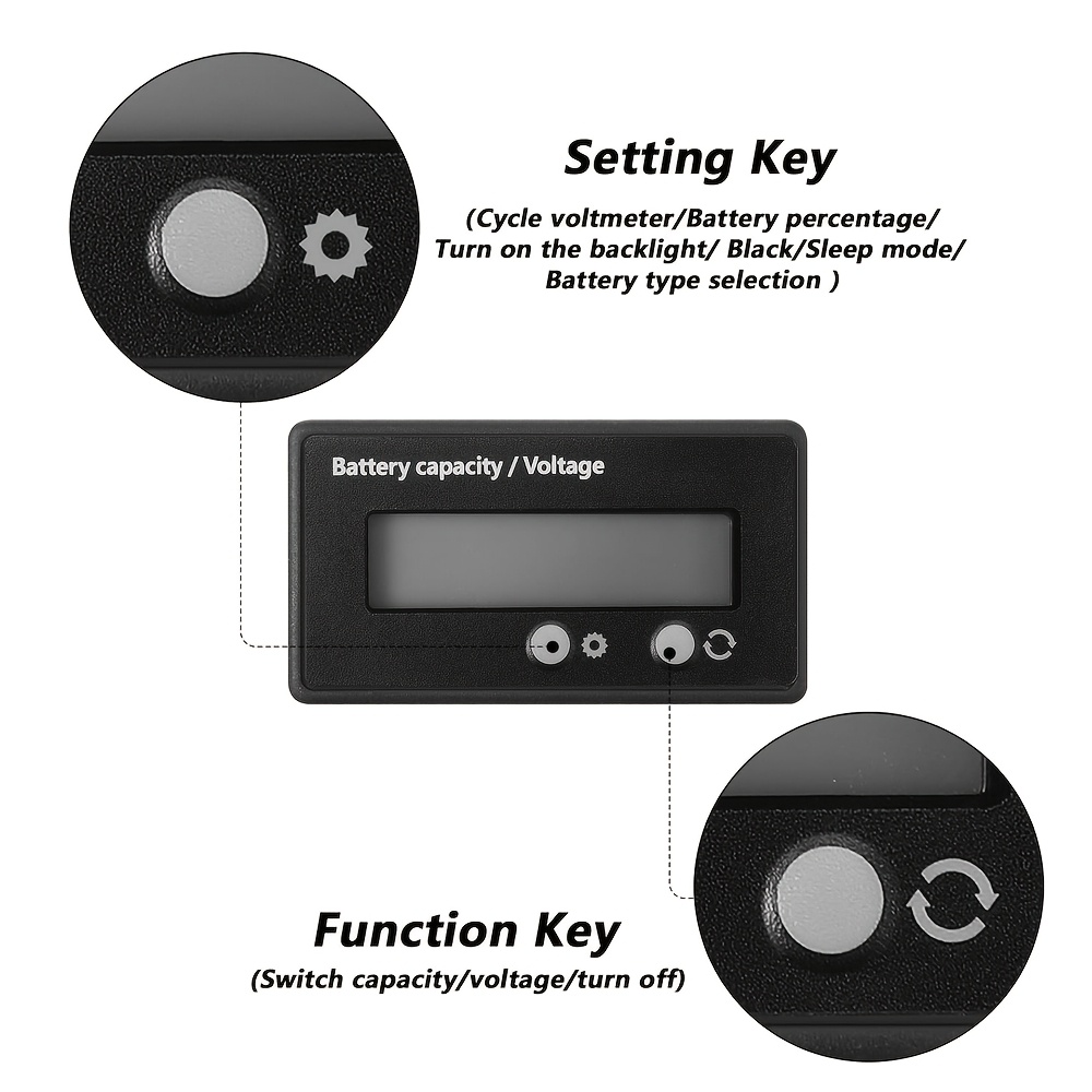 golf cart battery capacity indicator voltage meter with lcd display green backlight gauge digital voltmeter testers for lead acid batteries Product details 3