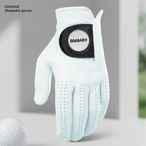 1 hand sheepskin left hand golf glove soft breathable non slip durable with tape closure suitable for outdoor golf training competition left handed players