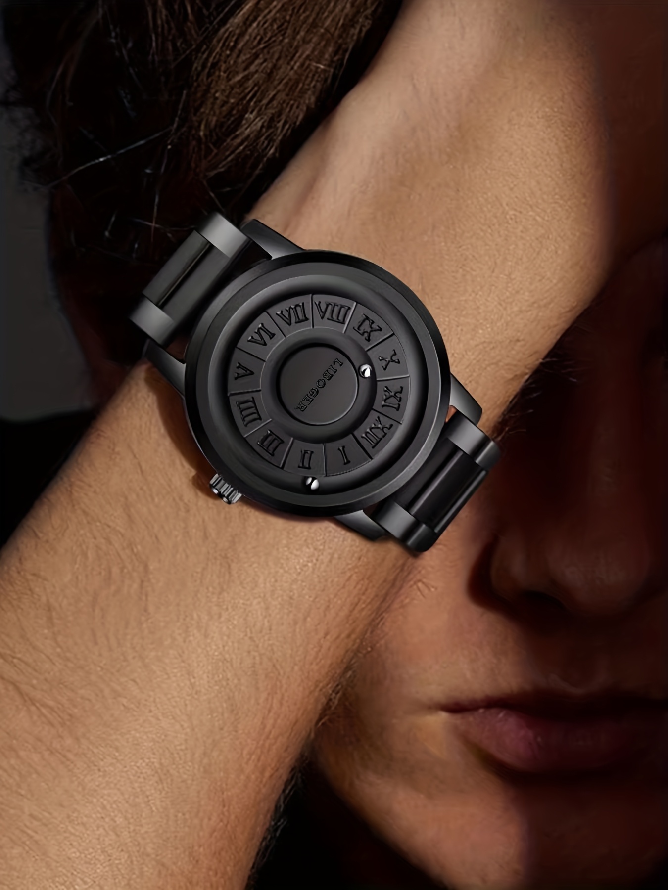 Vintage Business Men Watch Magnetic Steel Ball Hand No Mirror Touch to Read Time New Design Stainless Steel Strap Quartz Wristwatch for Male