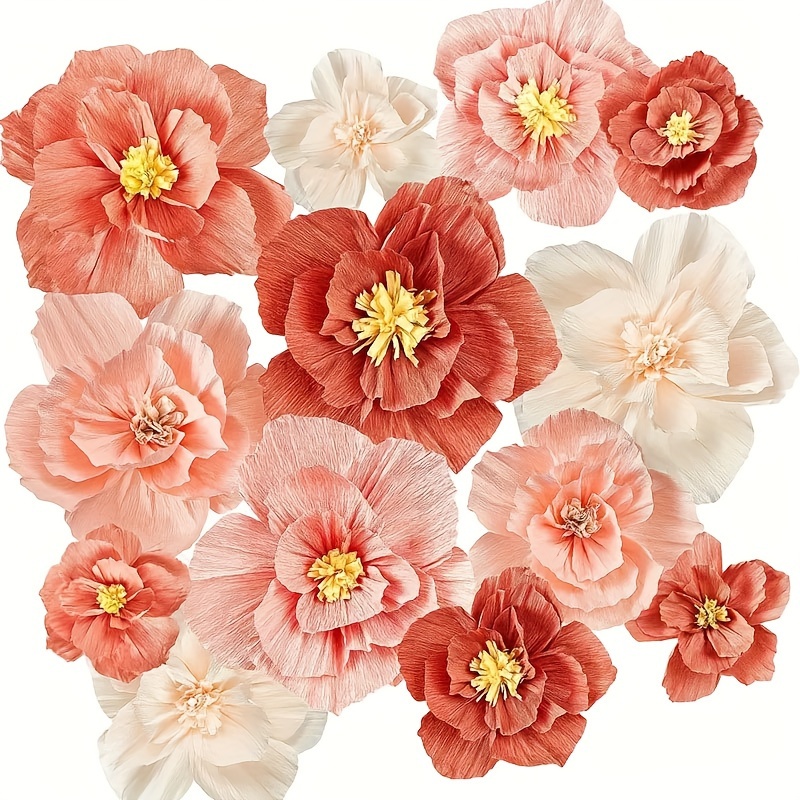 

12-pack Assorted Tissue Paper Flowers, 3d Paper Floral Wall Decor For Wedding, Bridal Shower, General Occasions, Festive Christmas, Hanukkah, Thanksgiving, No Power Required