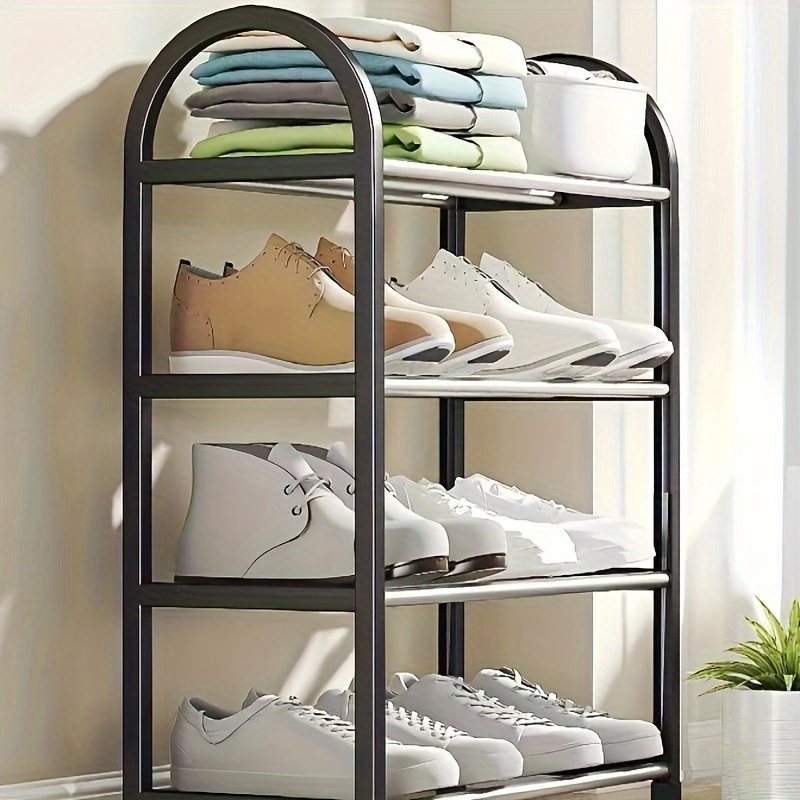 

Multi-layer Shoe Rack Organizer, Metal And Plastic Free Standing Shoe Shelf For Various Room Types, Floor Mount Space Saving Footwear Storage Solution