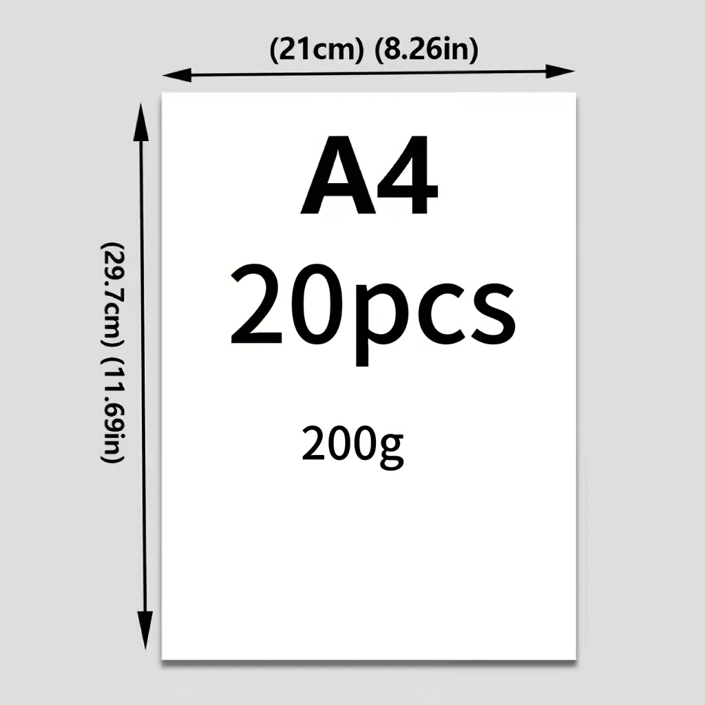 TEMU 20 stuks A4 formaat witte kartonnen vellen, geschikt voor handgeschilderde kunst, scrapbooking, knutselen, cadeauverpakking en