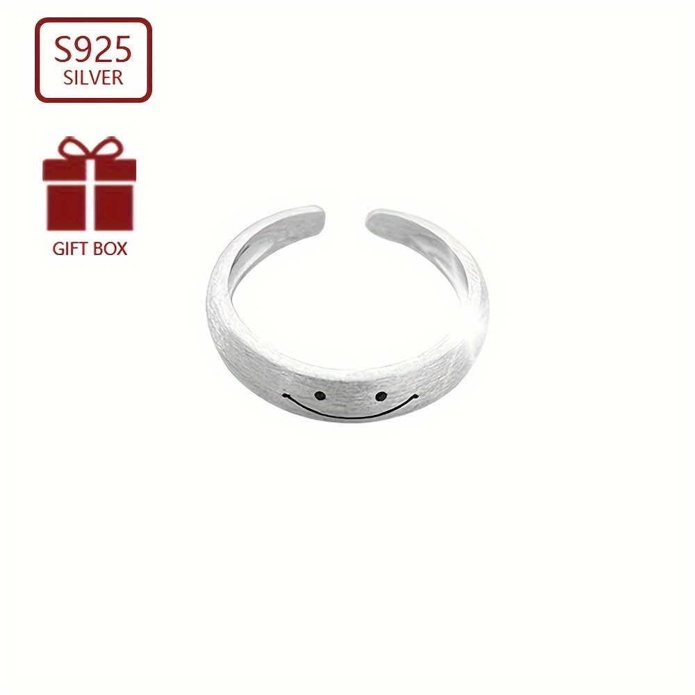 

Bague en argent S925 texture brossée, , coréen , bande ouverte ajustable , 1,9g/0,07oz