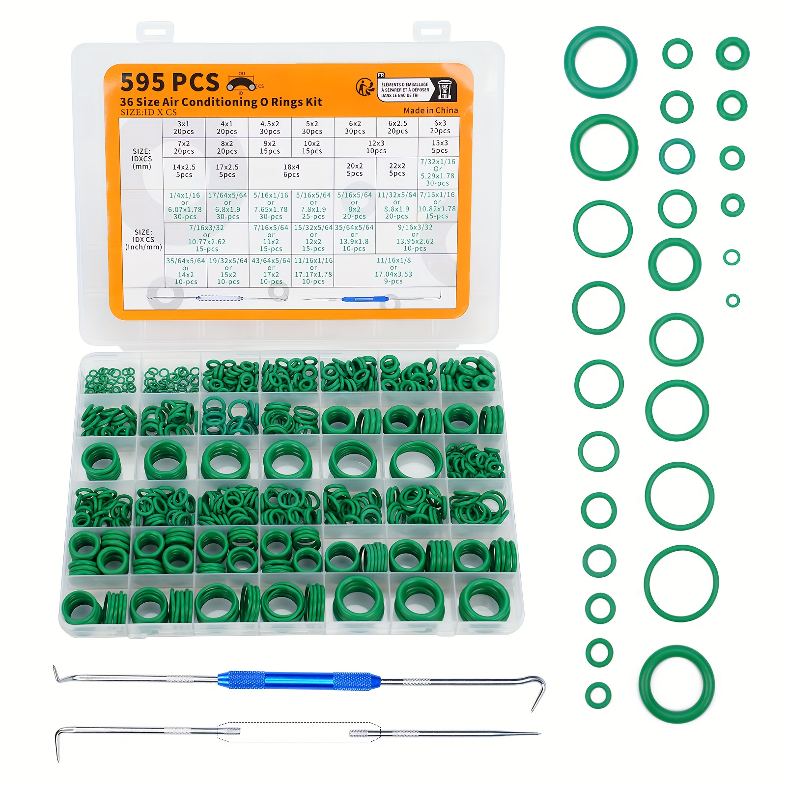 

595- Air Conditioning O- Kit - 36 , Synthetic 70a Durometer, Round For A/c, & Faucet Sealing, Includes - Set