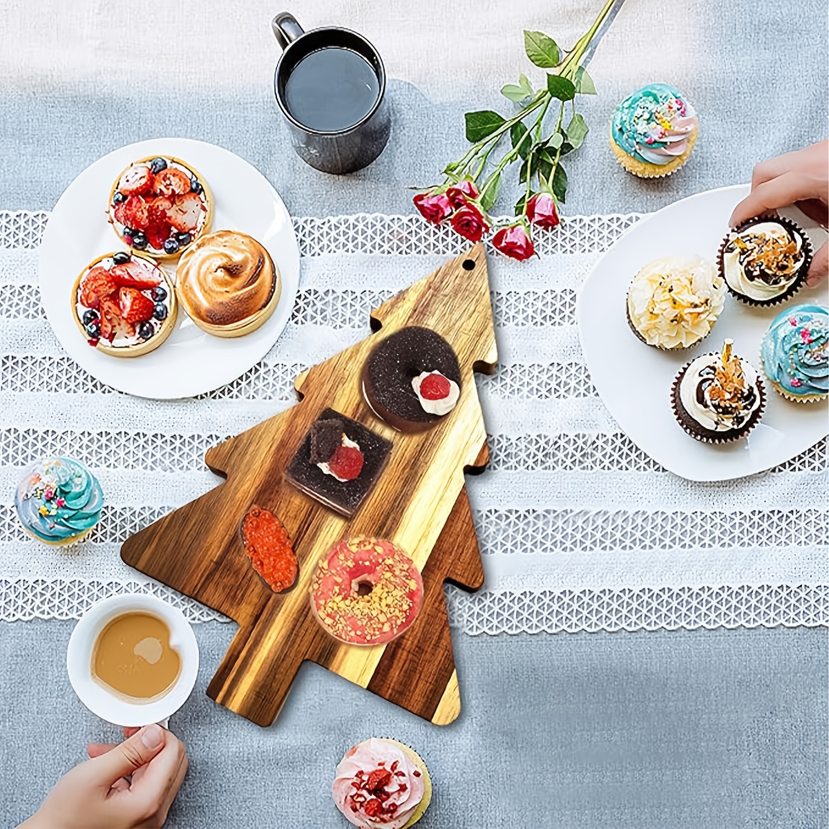 julgransformad träserveringsbricka charkuteribrädor elegant - Temu Sweden