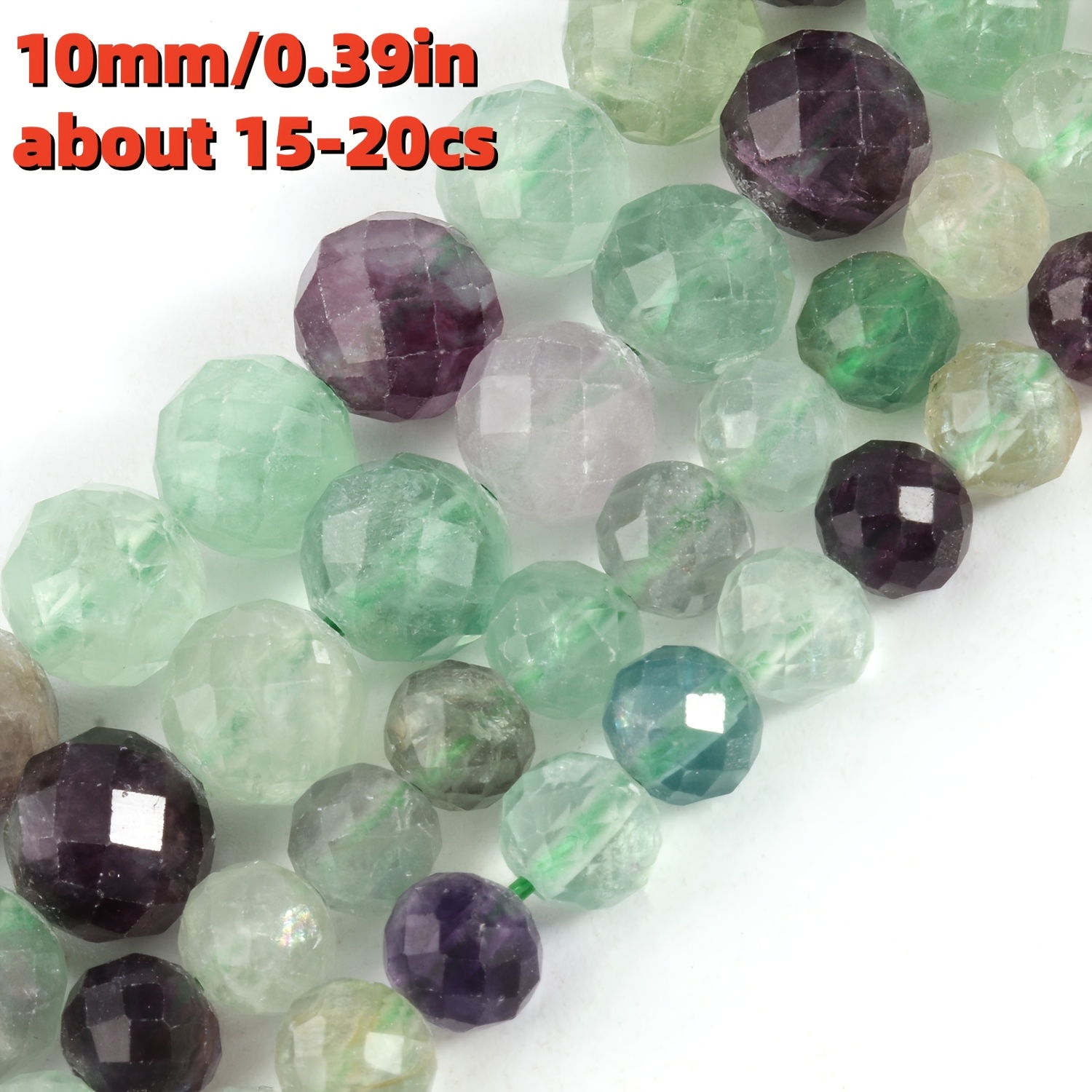 TEMU Perline in fluorite colorata nelle misure 6, 8 mm, per creare gioielli come braccialetti, collane e orecchini. Ottimo come regalo e disponibile