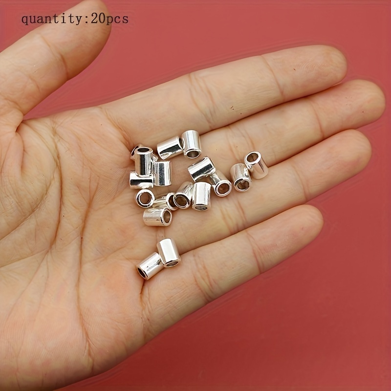 Image of 20/40 Fashion Simple Plain Geometric Round Tube Spacer Beads With Large Hole Handmade Stringing Charms Accessories