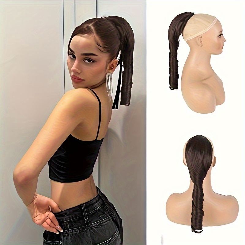 blonde curly wave clip on ponytail hair extensions for synthetic drawstring ponytail with secure clips elegant volume length for versatile hairstyles ponytail extension easy hair enhancement   ponytail secure clip attachment details 3