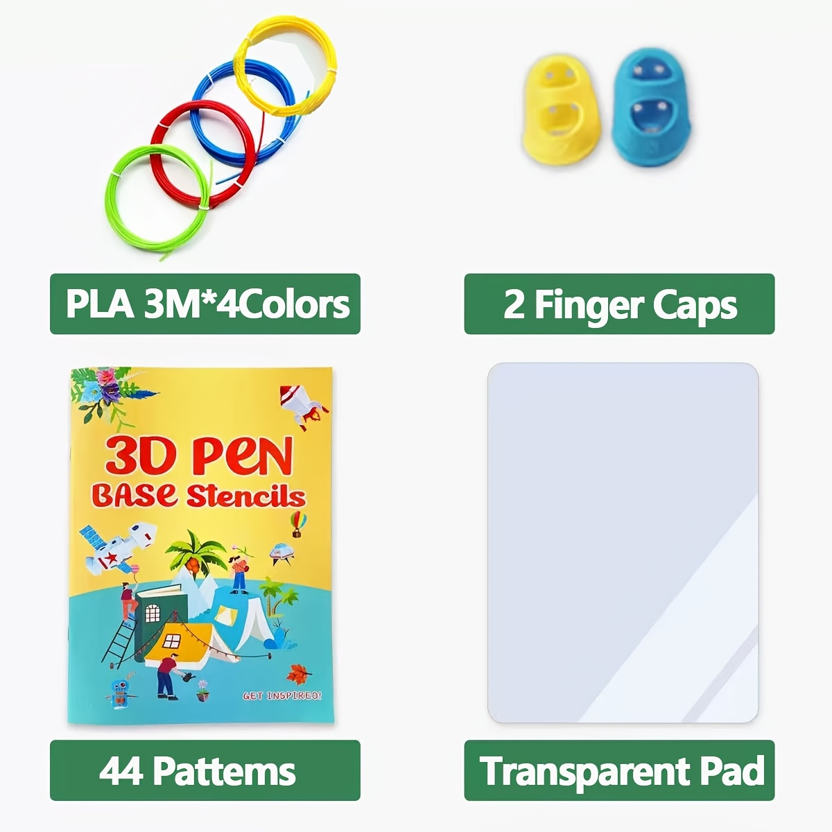 TEMU 3d Printing Drawing Book, 44 Or 65 Patterns Thick Paper Template | Reusable Colorful Painting Graffiti Stencils, With A , Heat-resistant Finger