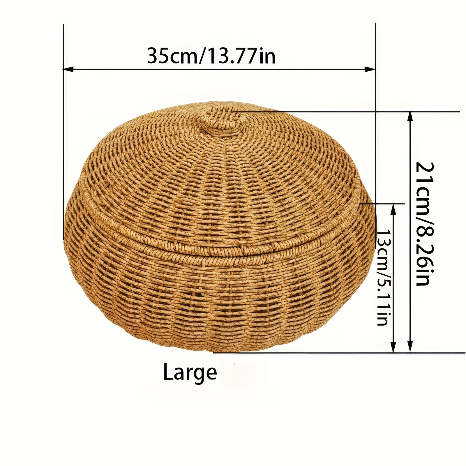 Handwoven Storage Basket with Lid - Large Boho Desktop Organizer Bin for Bedroom, Closet And Makeup Jewelry Storage, Woven Decorative Box, Shelf Baskets