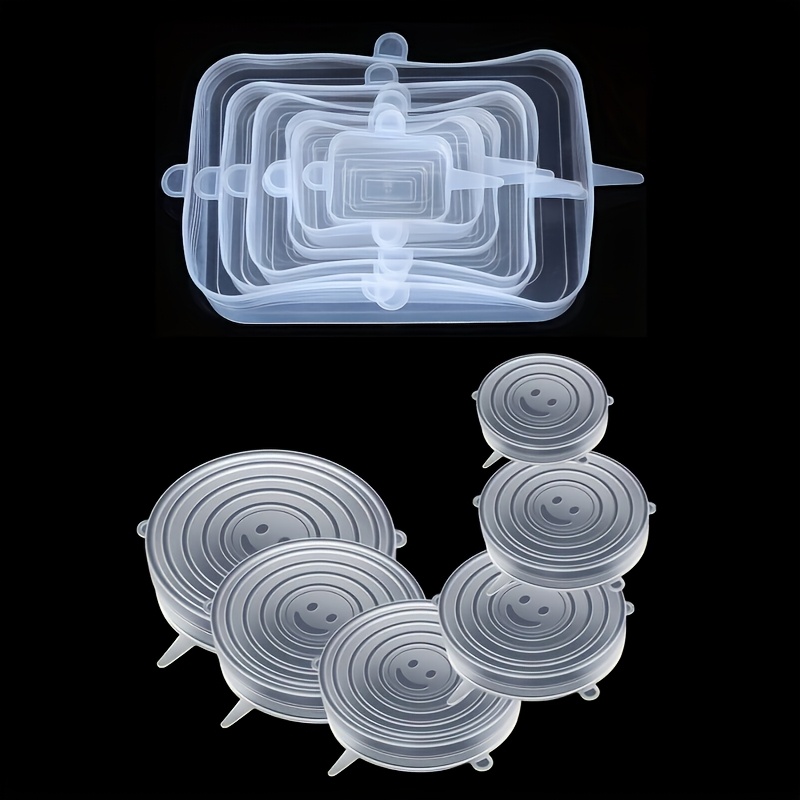Image of 12pcs Silicone Food Covers Set, Reusable Silicone Bowl Lids, Airtight Seal Food Storage Covers, Kitchen Silicone Gadgets
