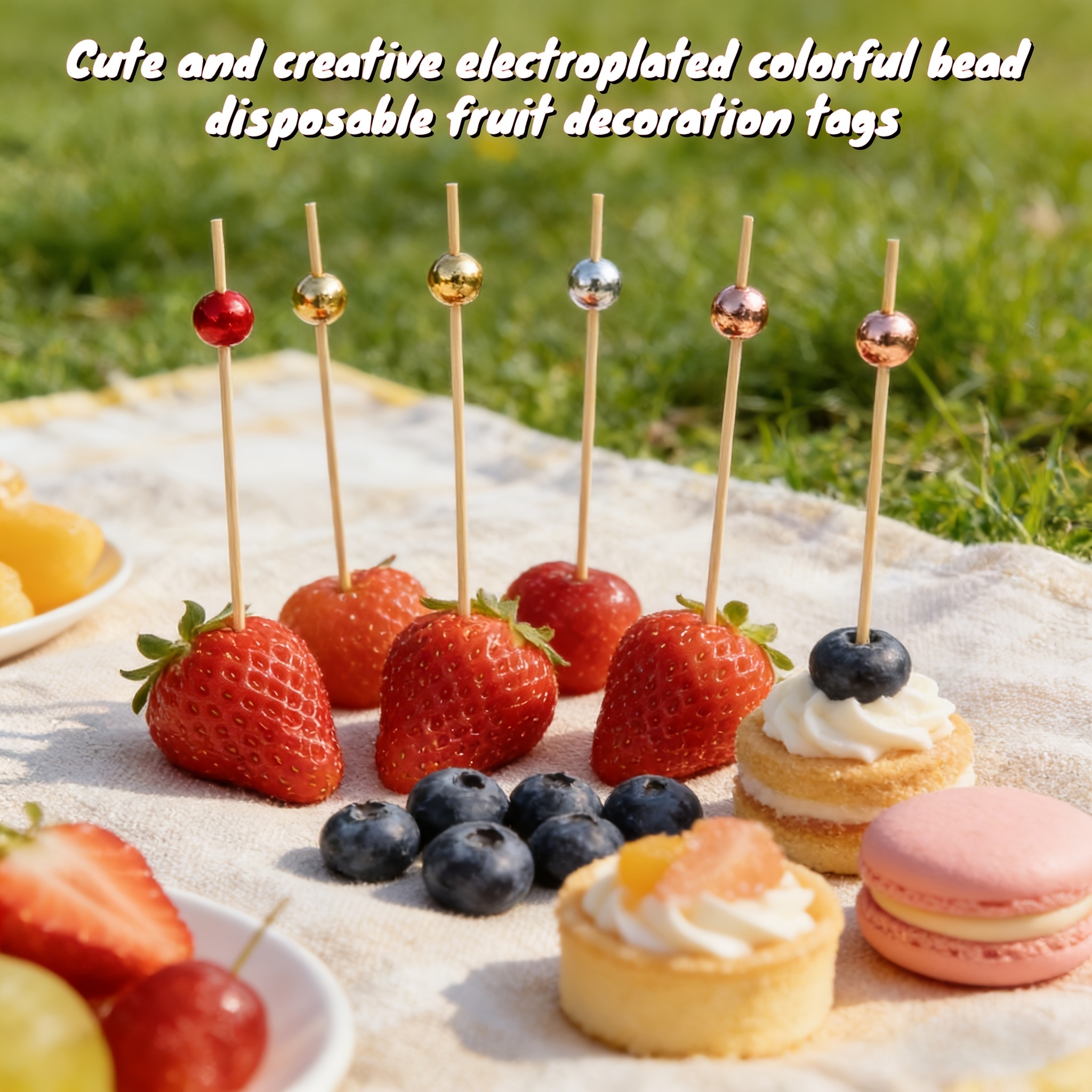 100pcs handcrafted multi color pearl bamboo   skewers for bbq fruit and pie 12cm 4 72in high quality durable and   outdoor grilling easter valentine s day thanksgiving and graduation celebrations