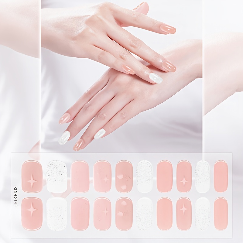 Medium Squoval Semi-cured Gel Nail Stickers Set, Blush Nude Collection 