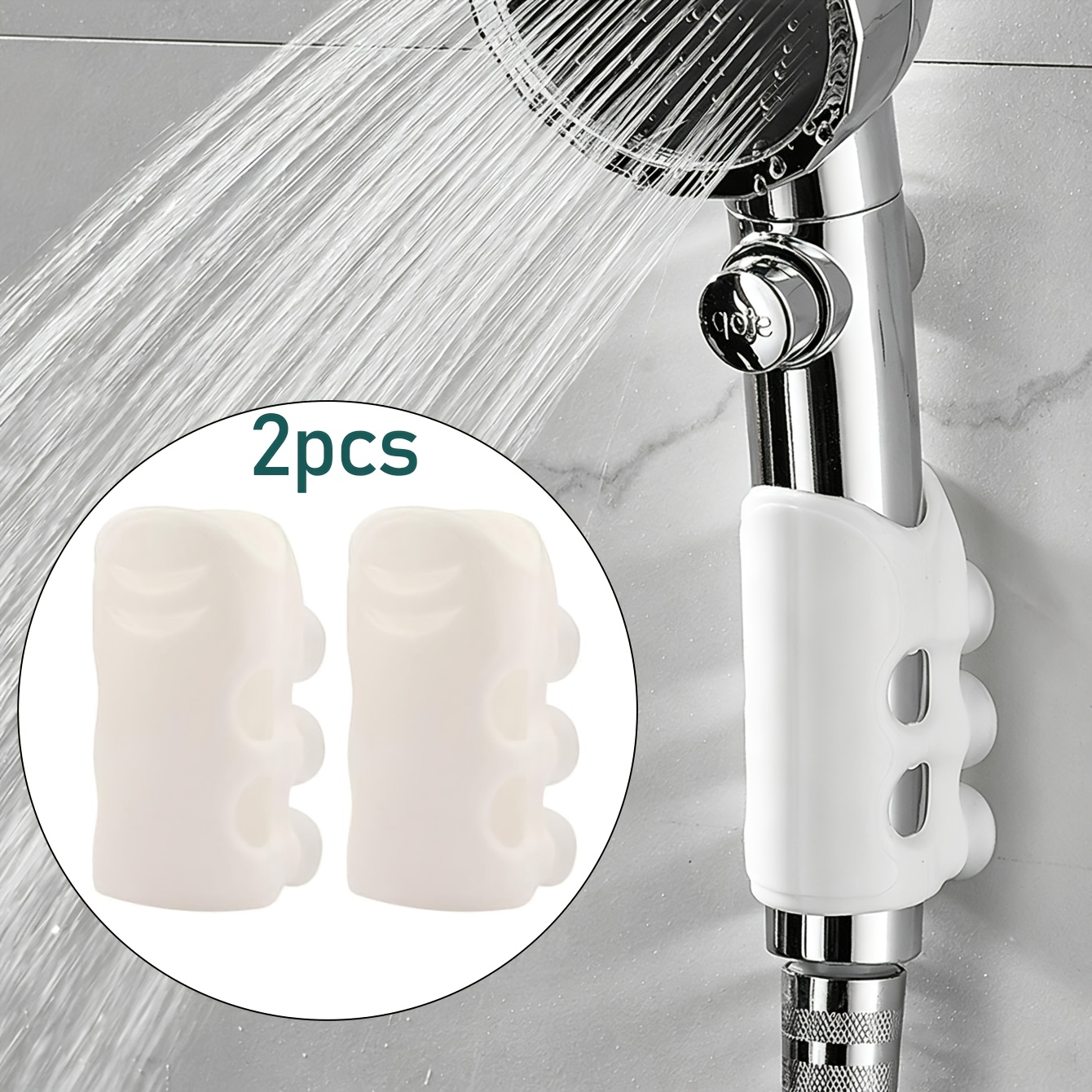 TEMU 2pcs Tête de Douche en Silicone avec Ventouse, Base Fixe Perçage, Support de Tête de Douche, Tête de Pluie Rose, Pommeau de Douche pour Salle de