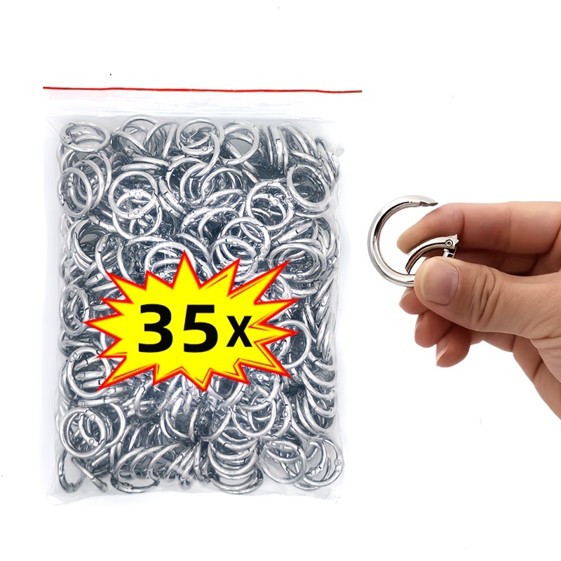 TEMU 35pcs Metal Spring Snap O Ring Openable Round Keychain, Bag Clip Hook For Making Portable Hook Clip Key Ring